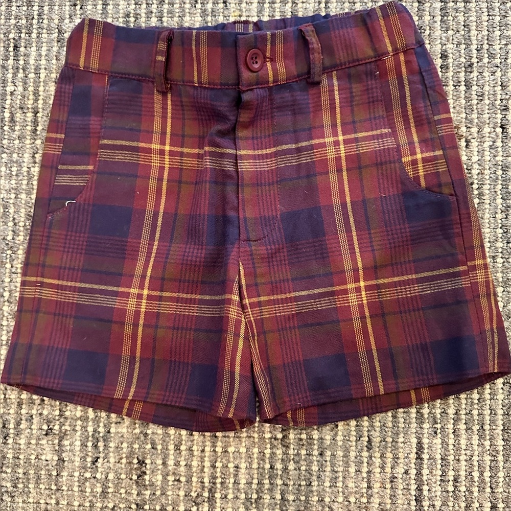 NWT Peoa London Boys Burgundy Plaid Shirts, Size 4